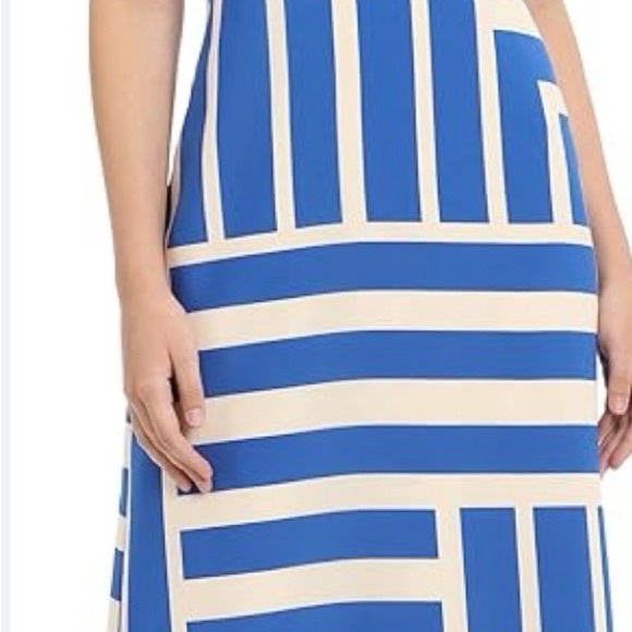 Donna Morgan Blue and White Midi Dress - Picture 2 of 7